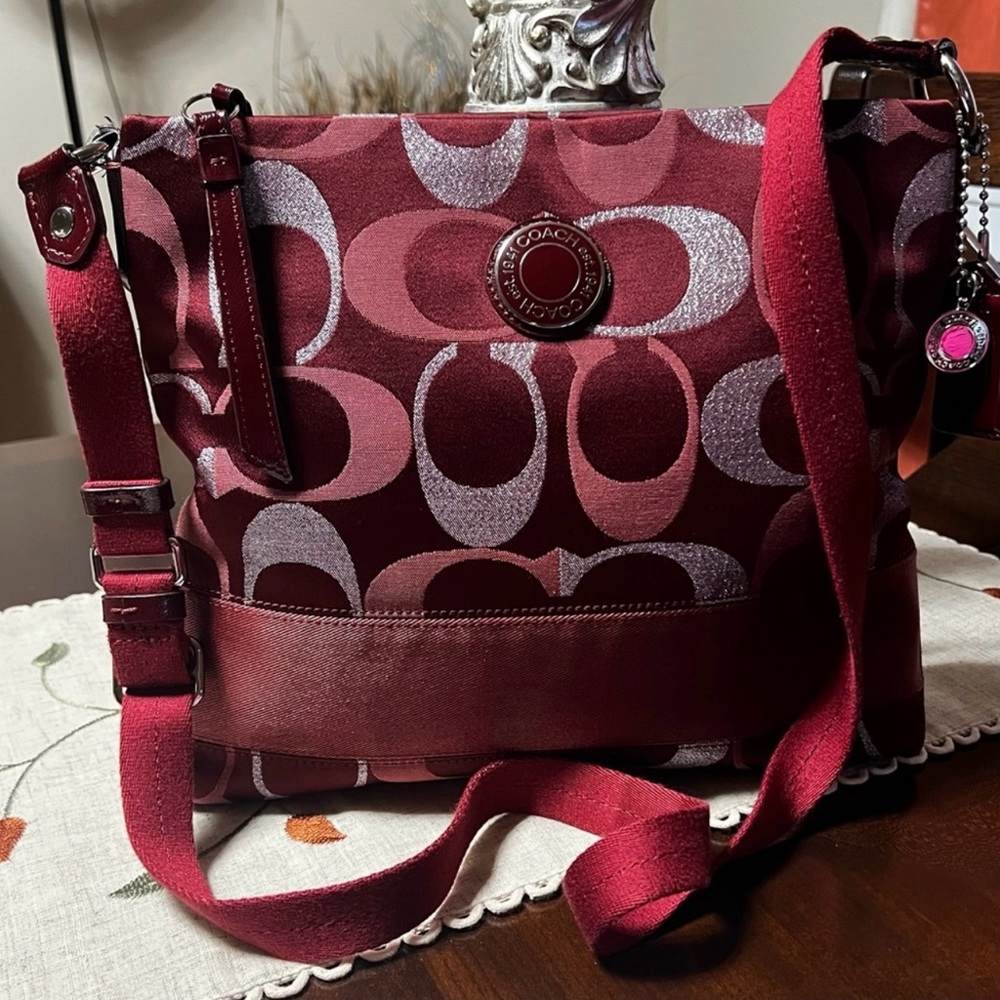 Coach Burgundy Signature Tote Bag